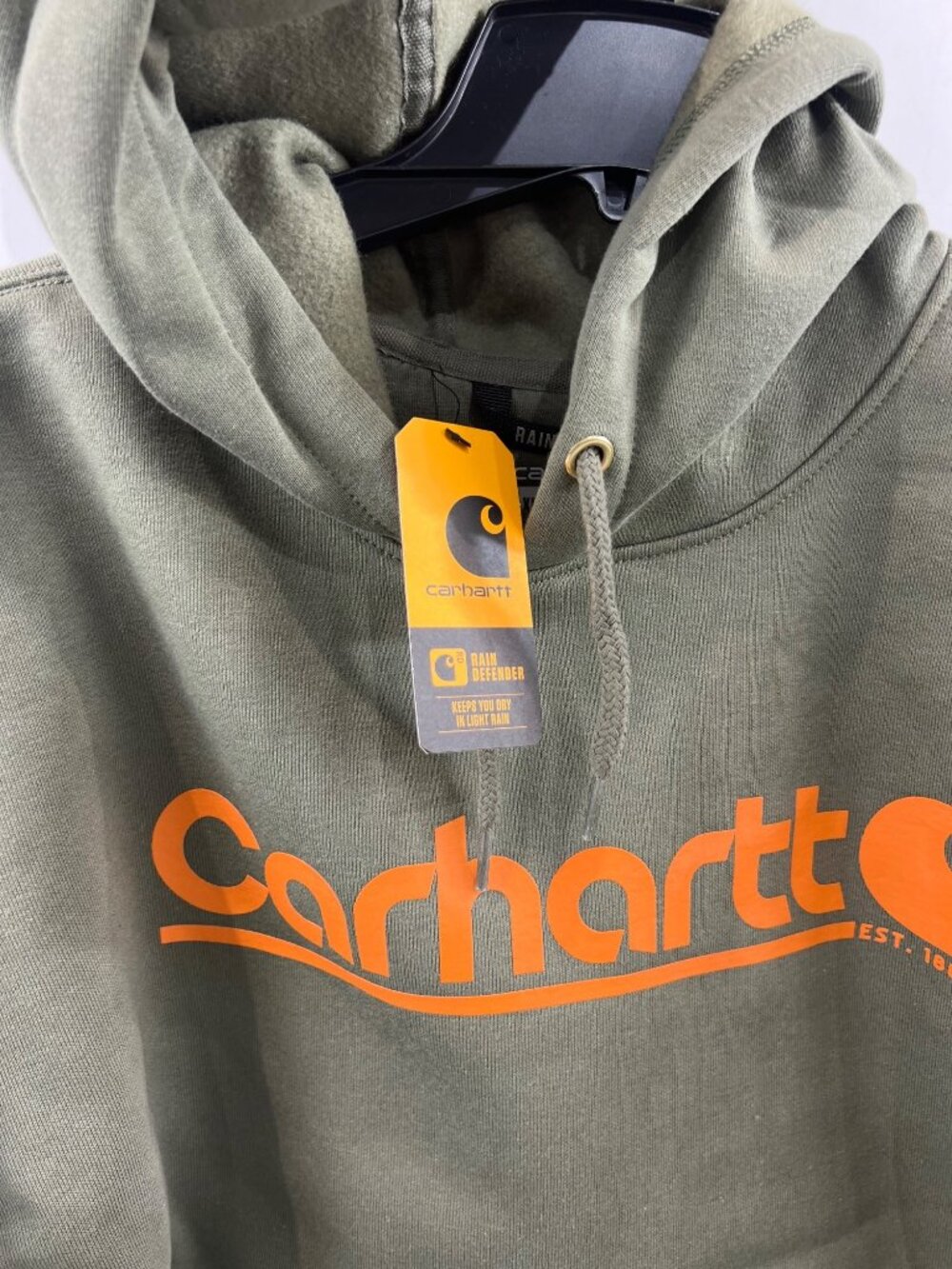 Men's Carhartt Rain Defender Loose Fit Midweight Graphic Hoodie XL Dusty Olive - Picture 5 of 7
